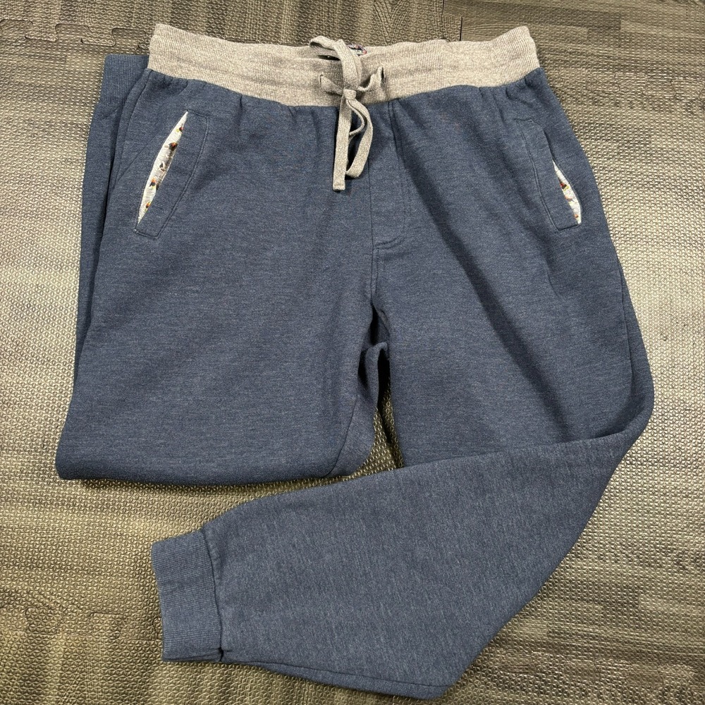Burlebo Pants Mens XL Blue Cotton Fleece Jogger Classic Drawstrings Pockets